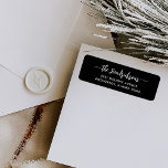 Modern Black with Script | Family Christmas Label<br><div class="desc">These modern and stylish holiday return address labels feature your family name in white script and text on a dark black background.</div>