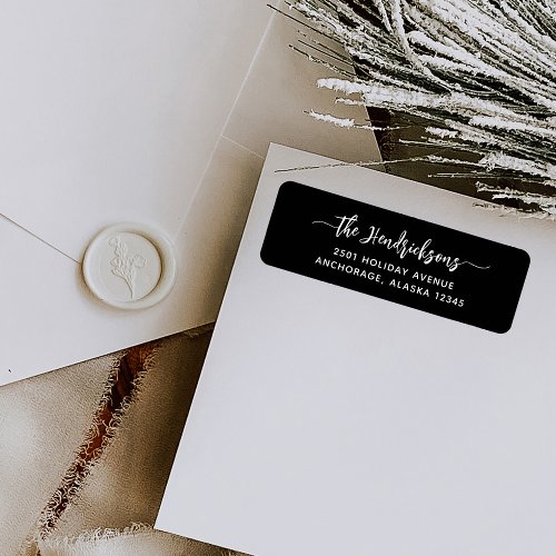 Modern Black with Script  Family Christmas Label