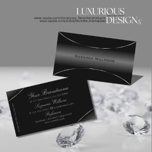 Modern Black with Silver Border Chic and Stylish Business Card