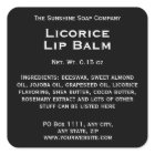 Modern black with white text lip balm tube label