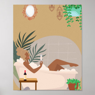 Modern Black Woman in Bathroom Poster