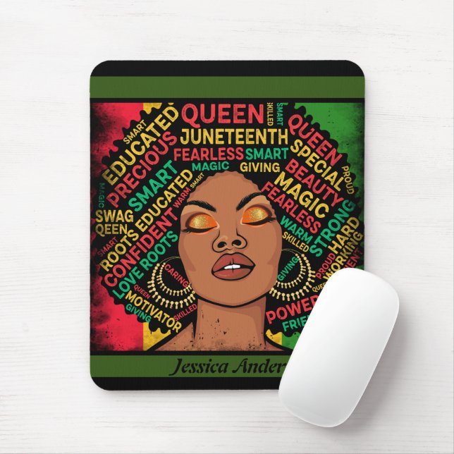 Modern Black Woman Motivational Typography Script  Mouse Pad (With Mouse)