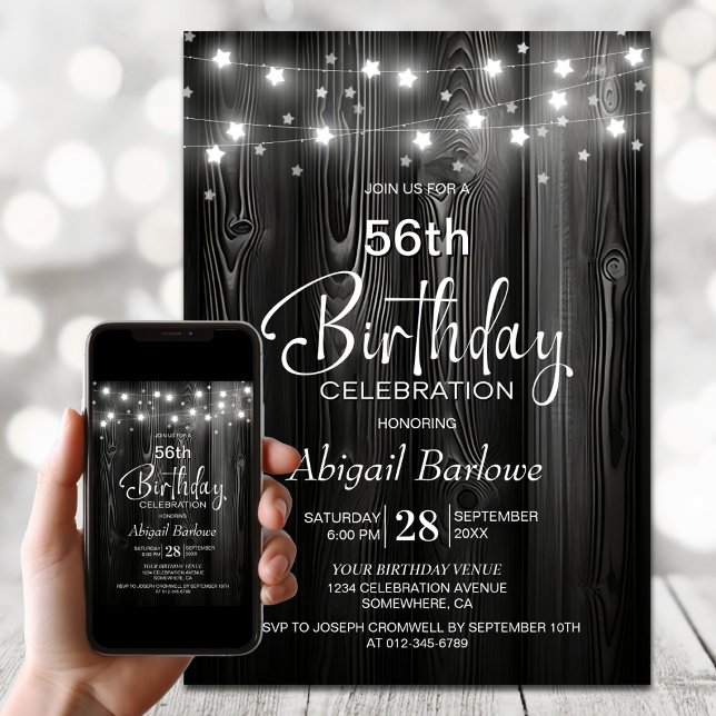 Modern Black Wood Birthday Party Invitation (Creator Uploaded)