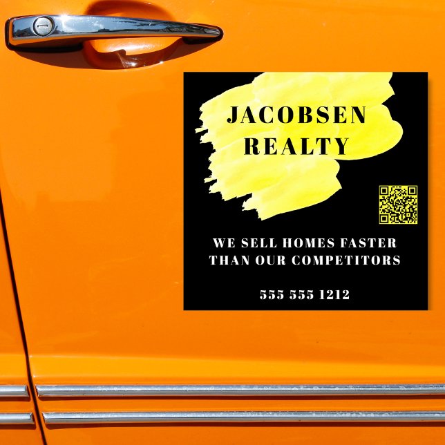 Modern Black Yellow Business QR Code Marketing Sticker (Creator Uploaded)