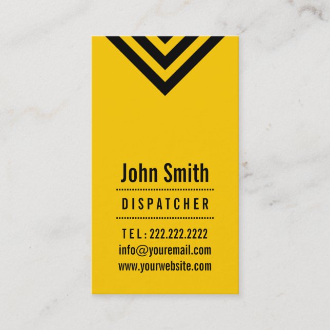 Modern Black & Yellow Dispatcher Business Card (Front)