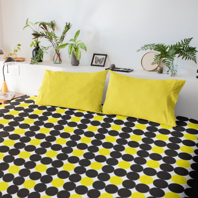 Modern Black Yellow Dots Geometric Pattern Duvet Cover (Creator Uploaded)