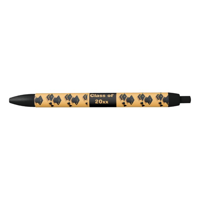 Modern Black & Yellow Graduation cap pattern  Pen (Front)