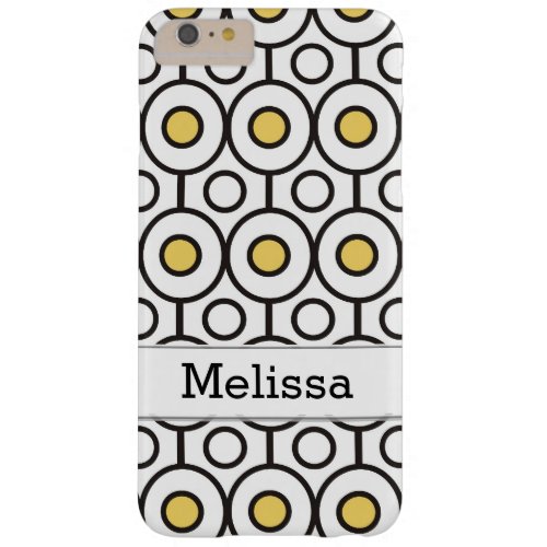 Modern Black Yellow Polka Dots Pattern Custom Name Barely There iPhone 6 Plus Case