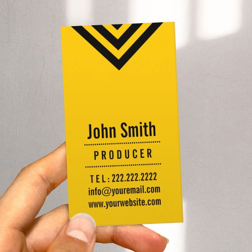 Modern Black  Yellow Producer Business Card