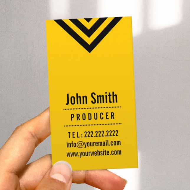 Modern Black & Yellow Producer Business Card (Creator Uploaded)