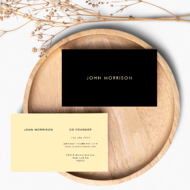 Modern Black & Yellow Professional Minimal Business Card (Creator Uploaded)