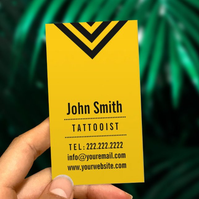 Modern Black & Yellow Tattoo Art Business Card (Creator Uploaded)