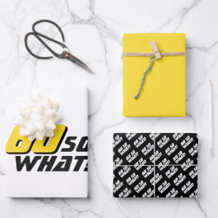 Modern Black Yellow Typography 60th Birthday Wrapping Paper Sheets