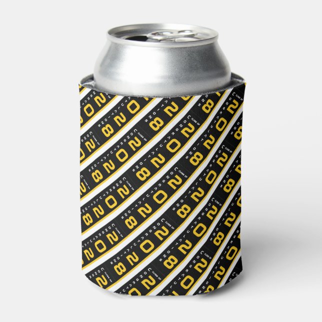 Modern Black Yellow White Graduation Party  Can Cooler (Can Front)
