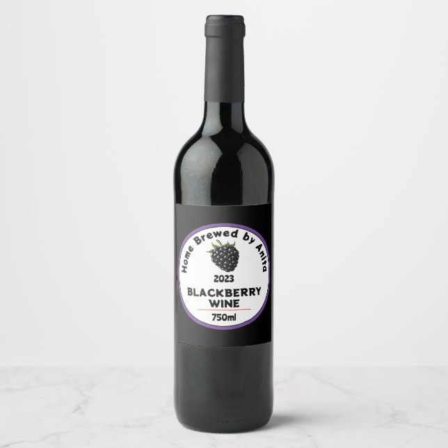 Modern Blackberry Wine Bottle Label (Front)