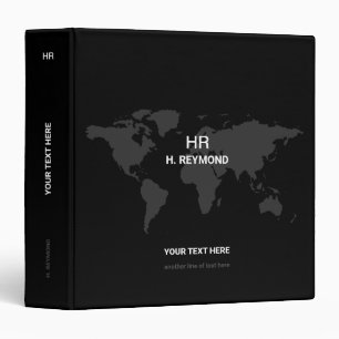 modern BLACKBINDER with travel world map 3 Ring Binder