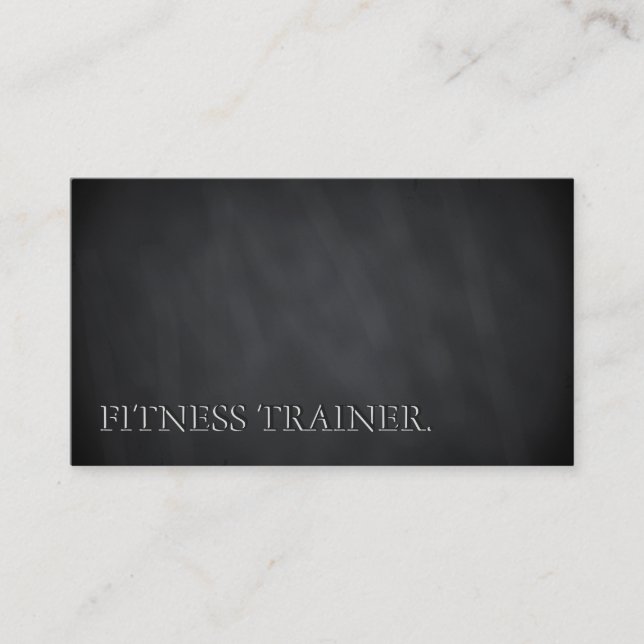 Modern Blackboard Chalkboard Fitness Bold Text Business Card (Front)