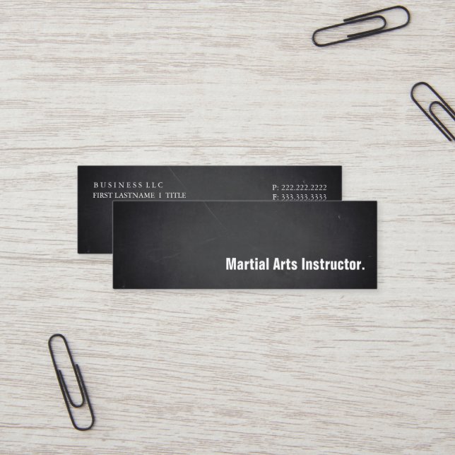 Modern Blackboard Martial Arts Instructor  Mini Business Card (Front/Back In Situ)
