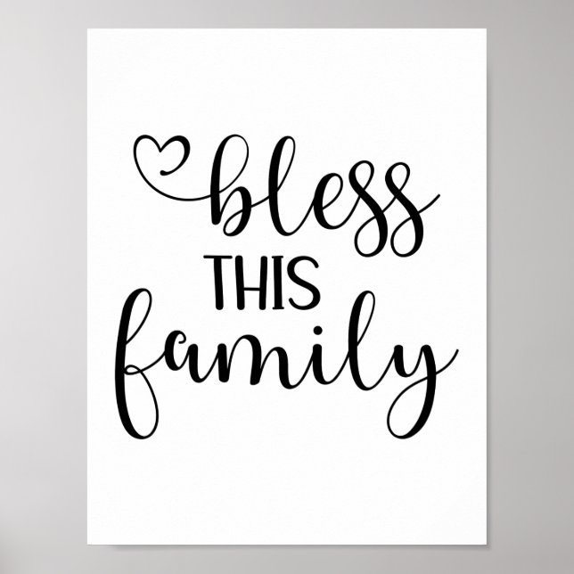 Modern bless this family quote typography  poster (Front)