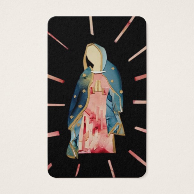 Modern Blessed Mother In Memory Prayer Card (Front)