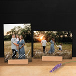 Modern Blessed Script Two Sided Family Photo Holder<br><div class="desc">This two sided modern wood block photo holder features a full-frame vertical photo with "Blessed" in white script on the front. The back features a full-frame horizontal photo and "Family is Everything" in white script. This is a wonderful gift for anyone such as parents,  grandparents,  or just for yourself!</div>