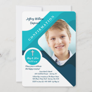 Modern Blessing Photo Confirmation Invitation