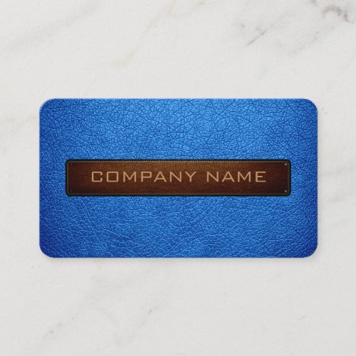 Modern Bleu de France and Black Leather Look Business Card