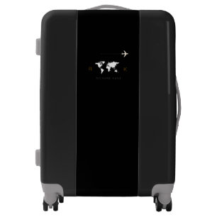 modern blk. world travel luggage with monogram