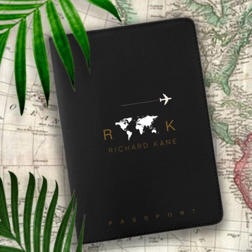 Modern blk World Travel Passport Cover  with Name