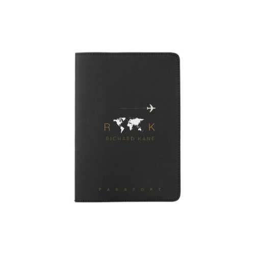 modern blk world travel passport cover  with name