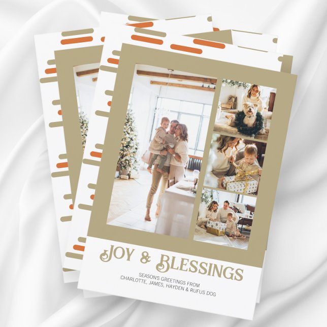 Modern Block 4 Photo Christmas Personalized Holiday Card (Modern Block 4 Photo Christmas Personalized Holiday Cards from Ricaso)