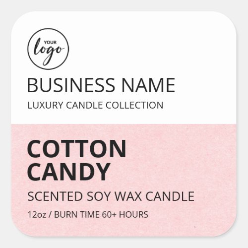 Modern Block Of Pink Cotton Candy Soy Candle Label