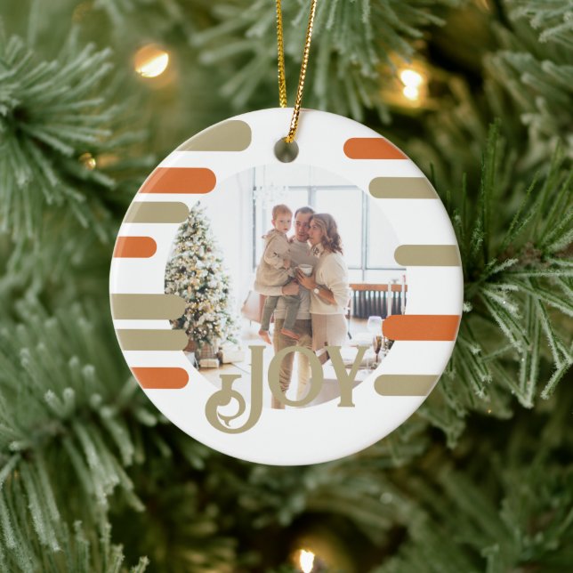 Modern Block Photo Christmas Personalized Ceramic Ornament (Tree)