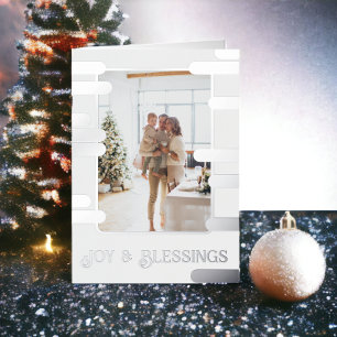 Modern Block Photo Christmas Personalized Foil Holiday Card