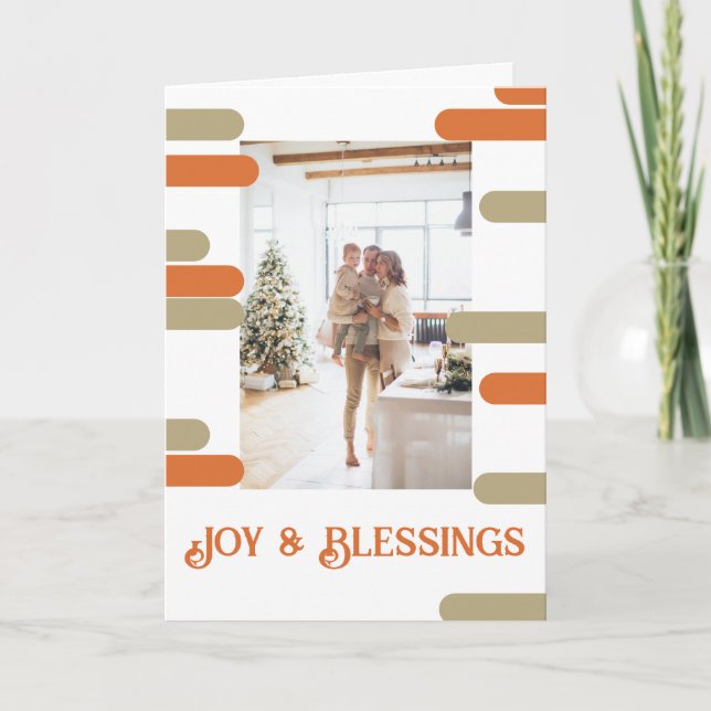 Modern Block Photo Christmas Personalized Holiday Card (Front)