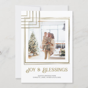 Modern Block Photo Christmas Personalized Holiday Card