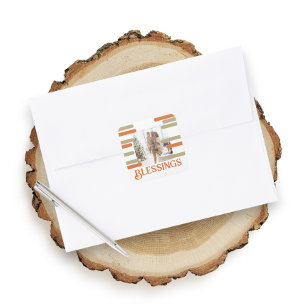 Modern Block Photo Christmas Personalized Square Sticker