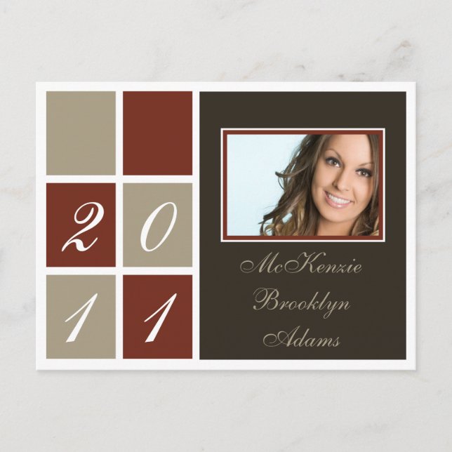 Modern Blocks Graduation Announcement (rust) (Front)