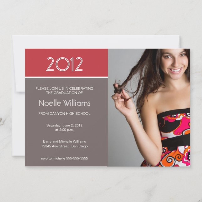 Modern Blocks Graduation Invitation - red (Front)