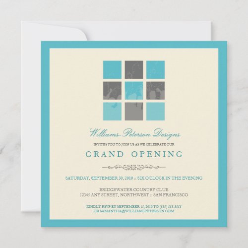Modern Blocks Grand Opening Invitation (aqua)