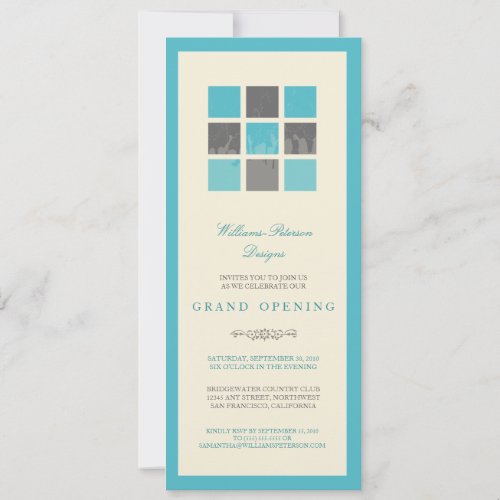 Modern Blocks Grand Opening Invitation (aqua)