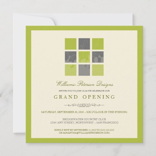 Modern Blocks Grand Opening Invitation (lime)