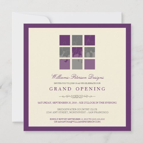 Modern Blocks Grand Opening Invitation (purple)