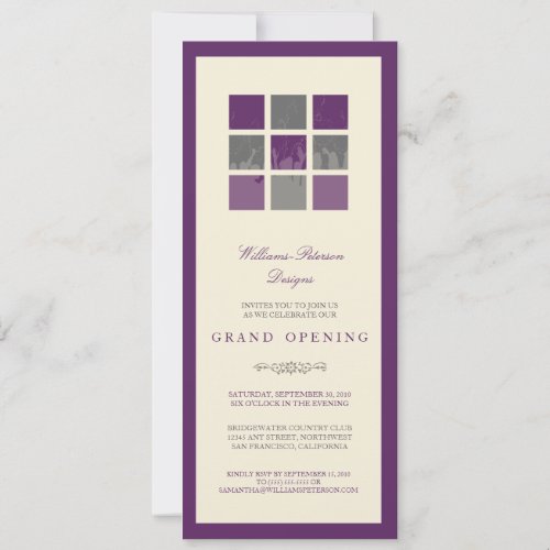 Modern Blocks Grand Opening Invitation purple