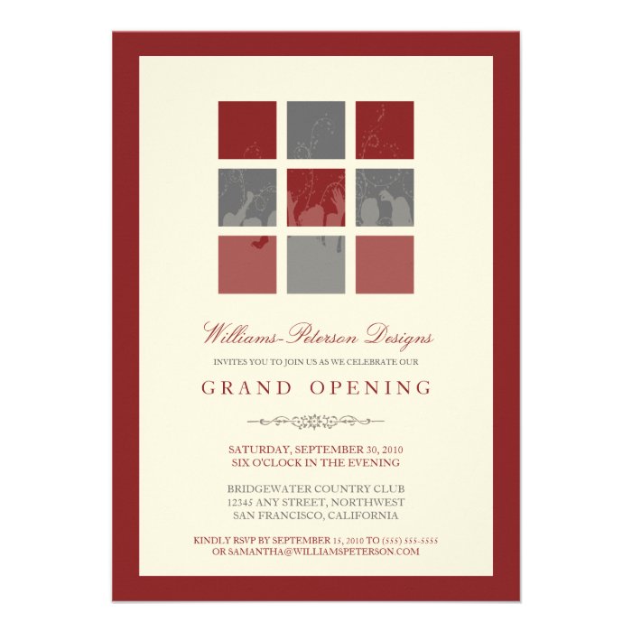 Modern Blocks Grand Opening Invitation (red)