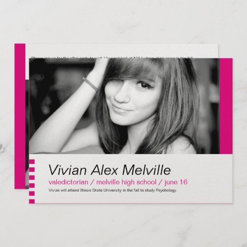 Modern Blocks in Fuchsia 2 Photo Graduation Invite