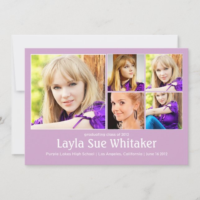 Modern Blocks in Mauve Graduation Announcement (Front)