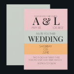 Modern Blocks Pink Mint Bright and Bold Wedding Invitation<br><div class="desc">Wedding Invitations with Bright and Bold Colorblocks</div>