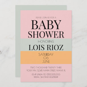 Modern Blocks Pink Mint Bright Bold Baby Shower Invitation