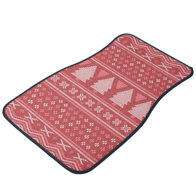 Modern Blocky Christmas Tree Pattern Car Floor Mat (Angled)